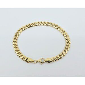 Unique 14K Karat Solid Yellow Gold Designer Cuban Link Chain Bracelet - 8.50" L